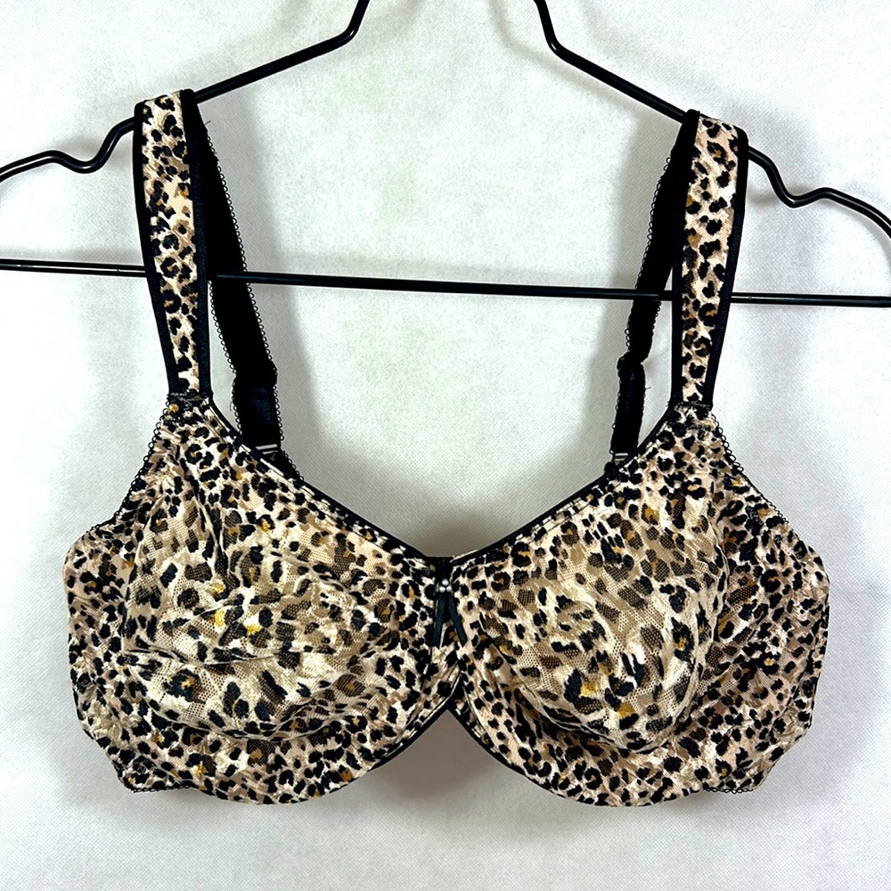 Wacoal Lace Nude/Black Leopard Unlined Underwire Bra Size 40D